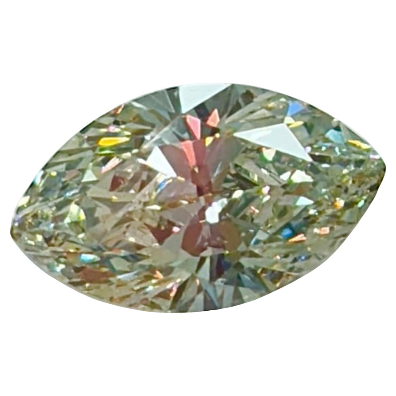 2.00ct Fancy Light Yellow-Green Marquise Cut Diamond - Loose For Sale