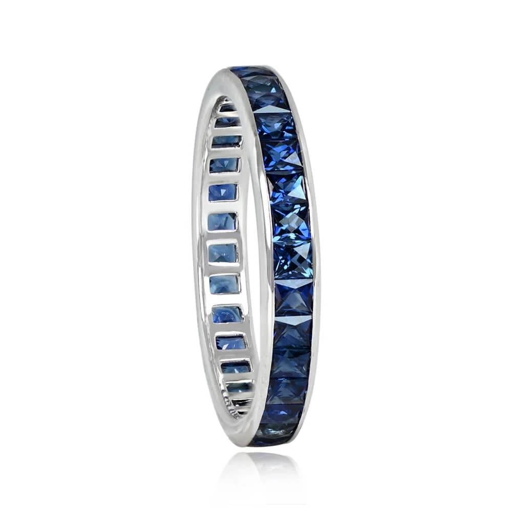 Art Deco 2.00ct French Cut Natural Sapphire Eternity Band Ring, Platinum