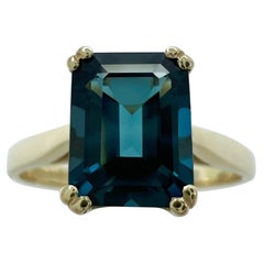 2.00ct London Blue Topaz Emerald Octagonal Cut 9k Yellow Gold Ring Sizing charge