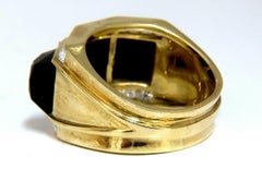 2.00 Carat Natural Jet Black Onyx Diamonds Ring 18 Karat