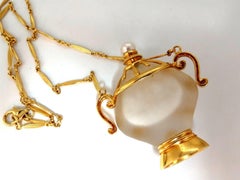 2.00ct Natural Sapphire Ruby Emerald Diamond Perfume Flask Jar Pendant 18 Karat