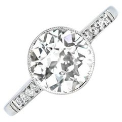 2.00 Carat Old Euro-Cut Diamond Engagement Ring, Platinum