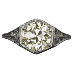 2.00ct Old European Cut Diamond Solitaire Ring - Art Deco Platinum
