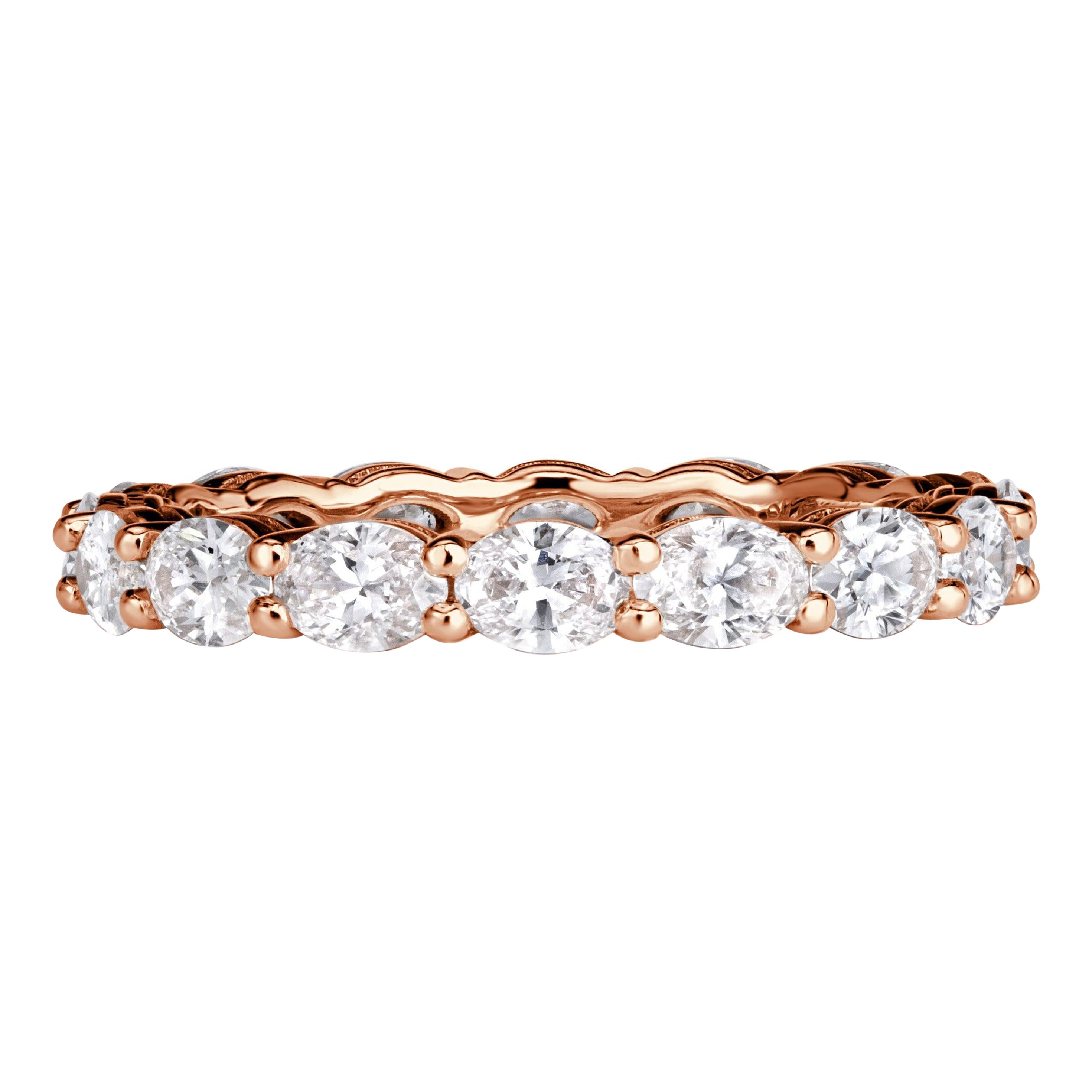2.00ct Oval Cut Diamond Eternity Band in 18k Rose Gold For Sale