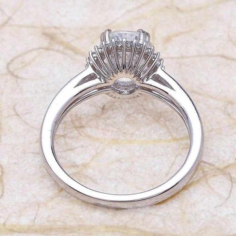 2.00ct Oval Cut Moissanite Engagement Ring in 14K White Gold For Sale