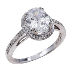 2.00ct Oval Cut Moissanite Engagement Ring in 14K White Gold