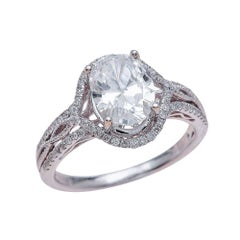 2.00ct Oval Cut Moissanite Engagement Ring in 14K White Gold