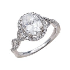 2.00ct Oval Cut Moissanite Engagement Ring in 14K White Gold