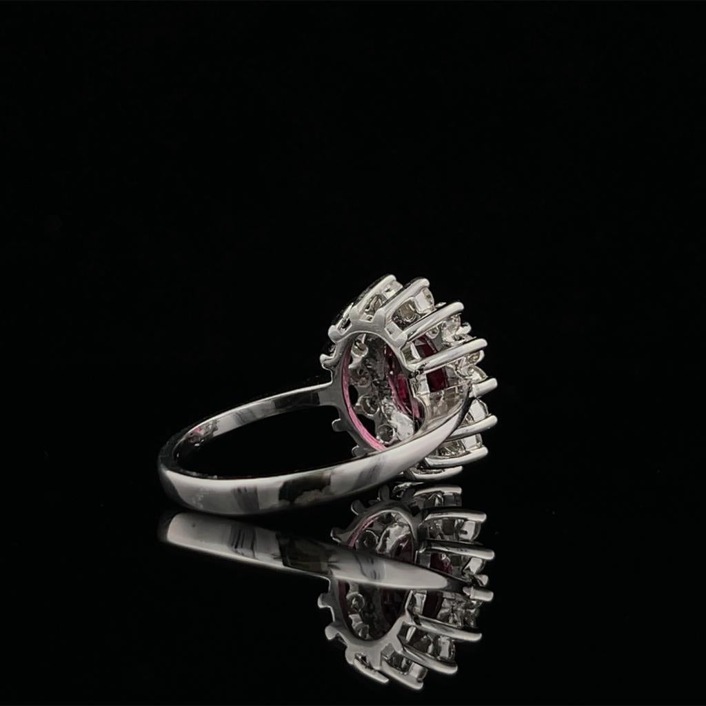 2.00CT Oval Pink Tourmaline Diamond Ring  In New Condition For Sale In Los Angeles, CA