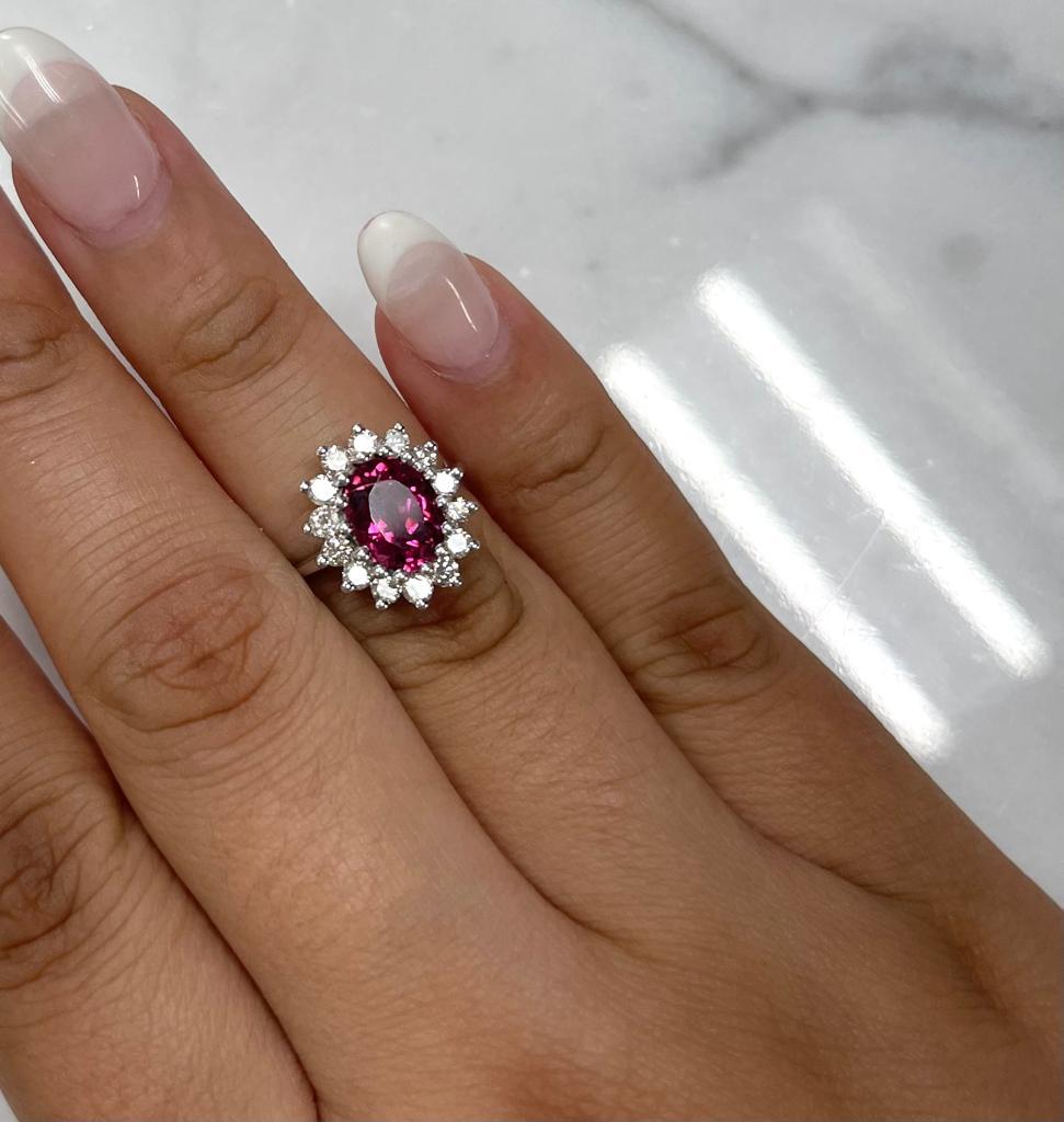 2.00CT Oval Pink Tourmaline Diamond Ring  For Sale 1