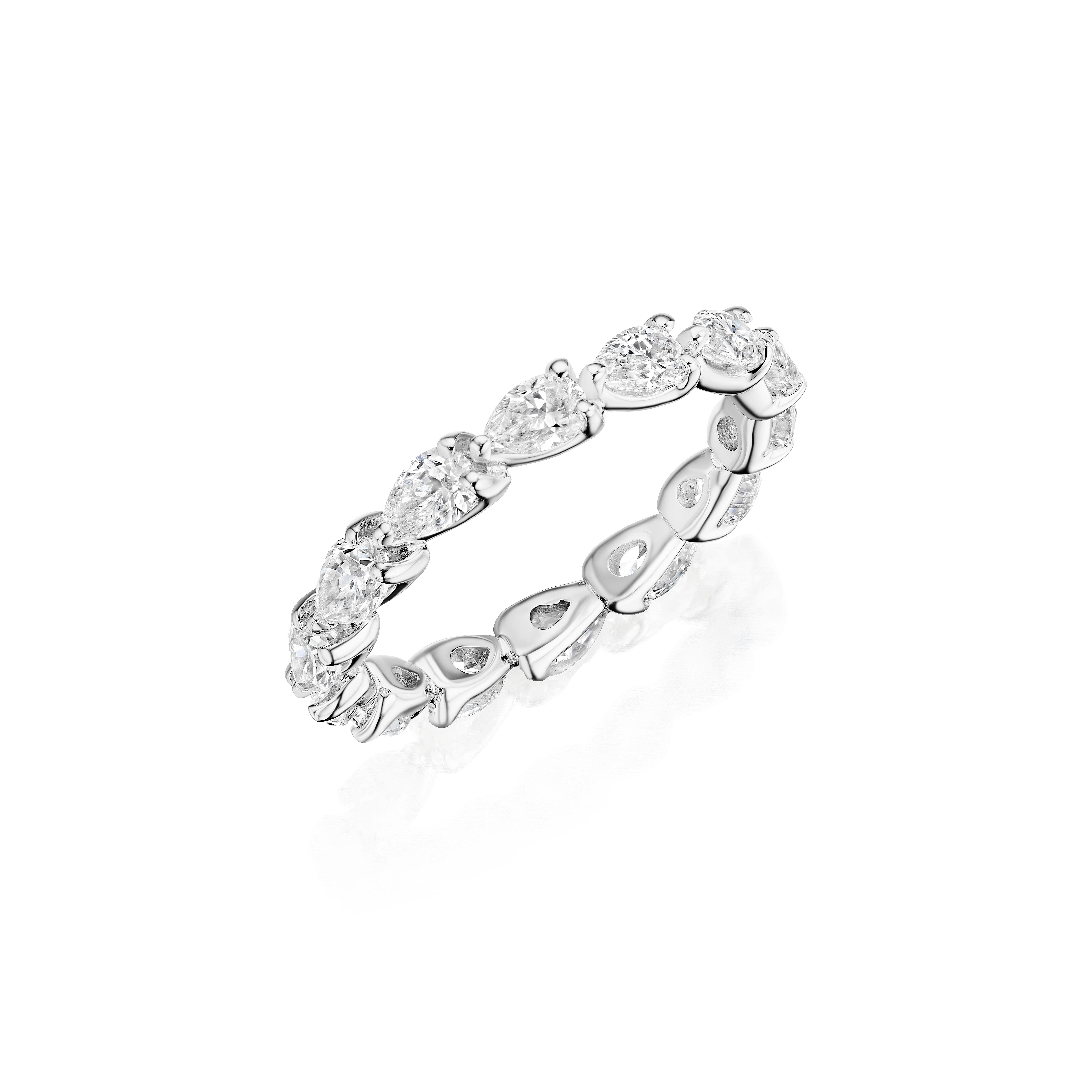 Pear Cut 2.00ct Pear Shape Diamond Eternity Band in 18K Gold For Sale