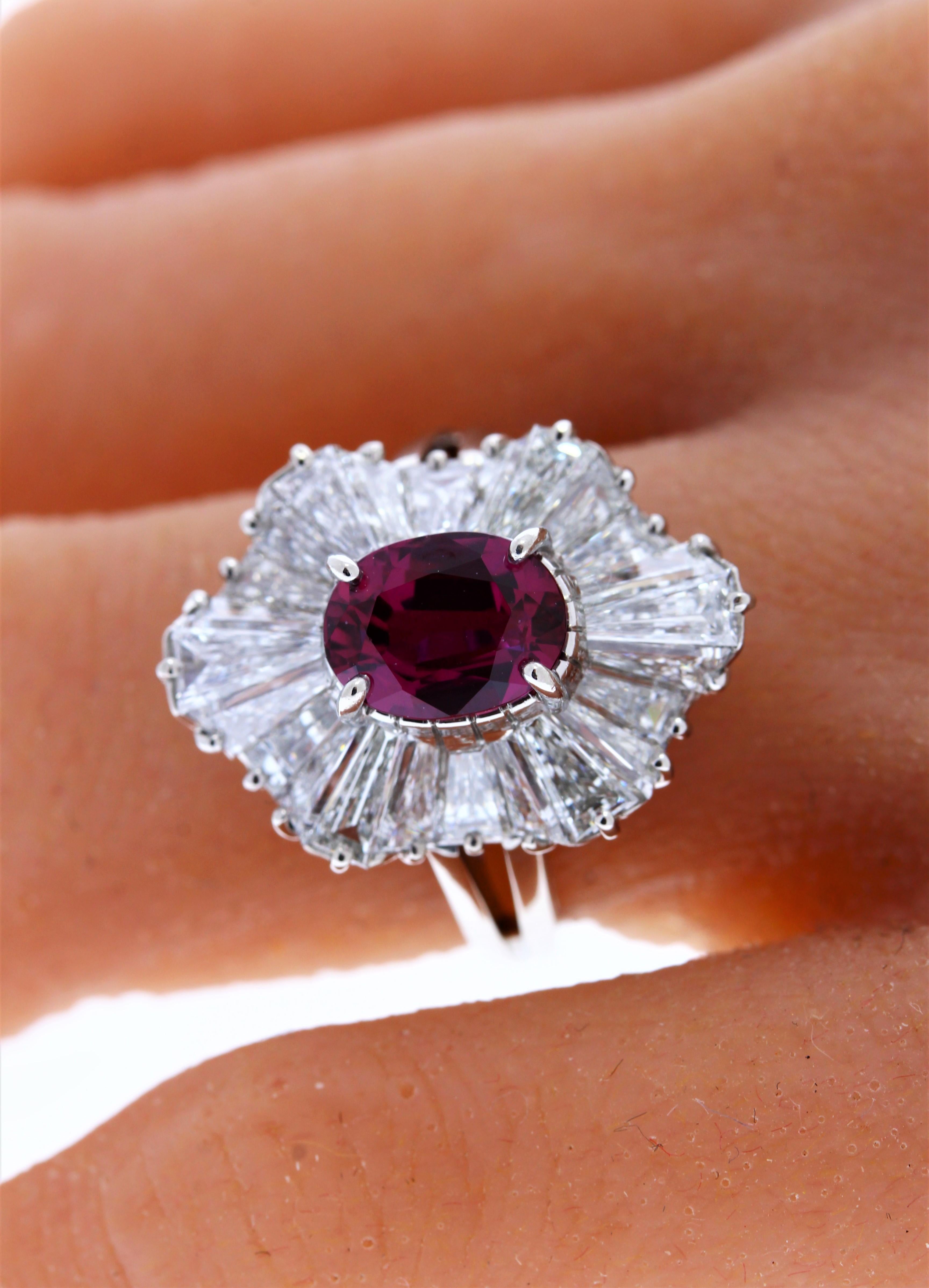 Oval Cut 2.00CT Pink Sapphire and .99CTW Diamond Ring For Sale