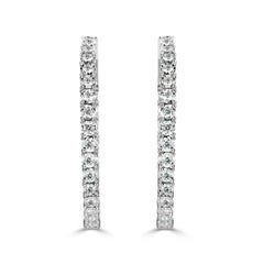 2.00ct Round Brilliant Cut Diamond Hoop Earrings in 14k White Gold