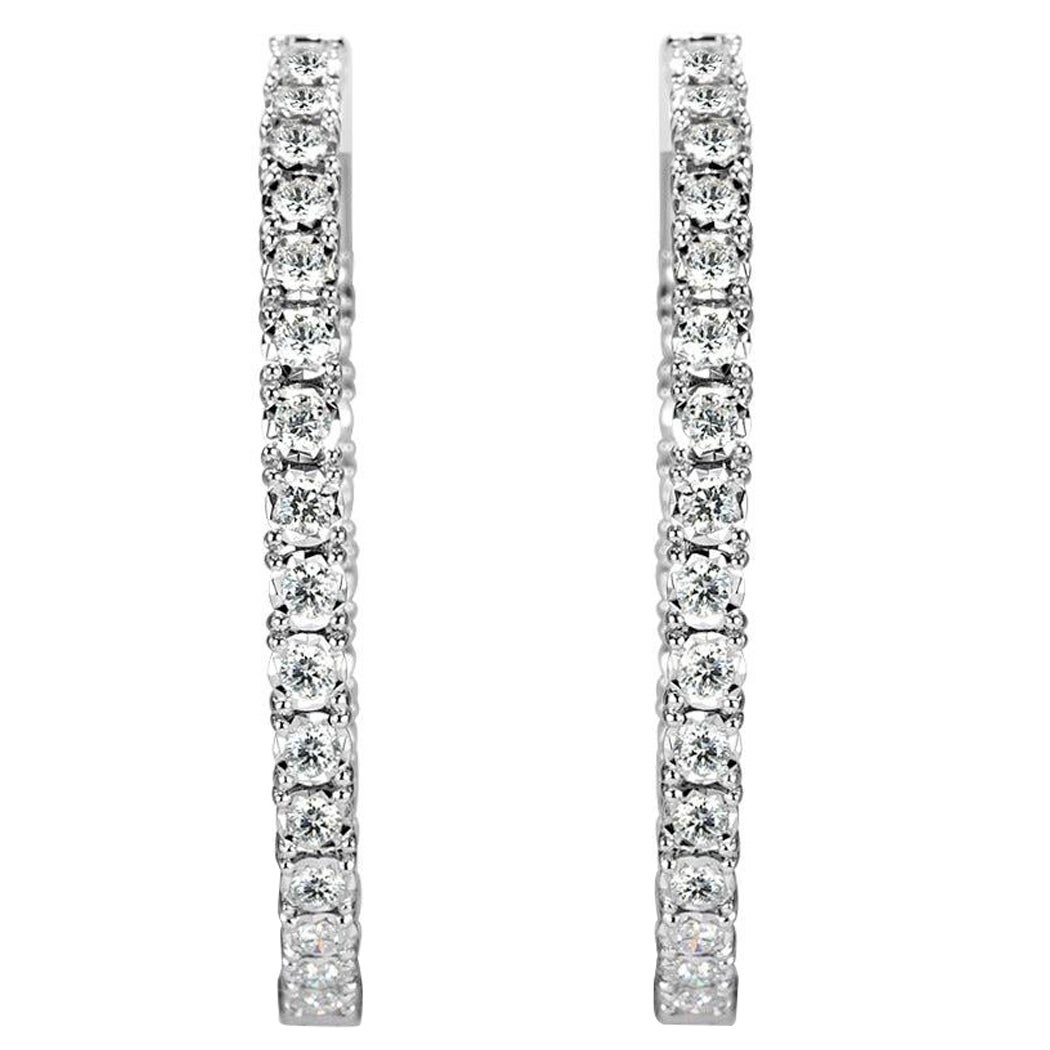 2.00ct Round Brilliant Cut Diamond Hoop Earrings in 14k White Gold