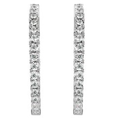 2.00ct Round Brilliant Cut Diamond Hoop Earrings in 14k White Gold