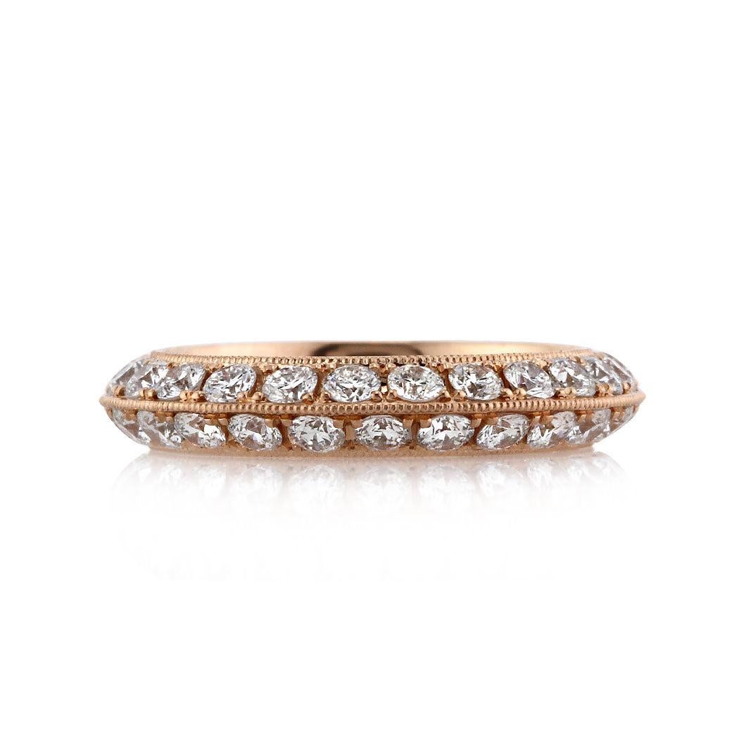 2.00ct Round Brilliant Cut Diamond Knife-Edge Eternity Band in 18k Rose Gold