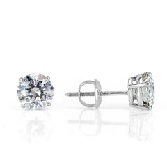 Pendientes de oro blanco de 18 quilates con diamantes redondos talla brillante de 2,00 ct