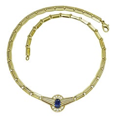 2.00ct Sapphire 0.50ct Diamond Gold Necklace