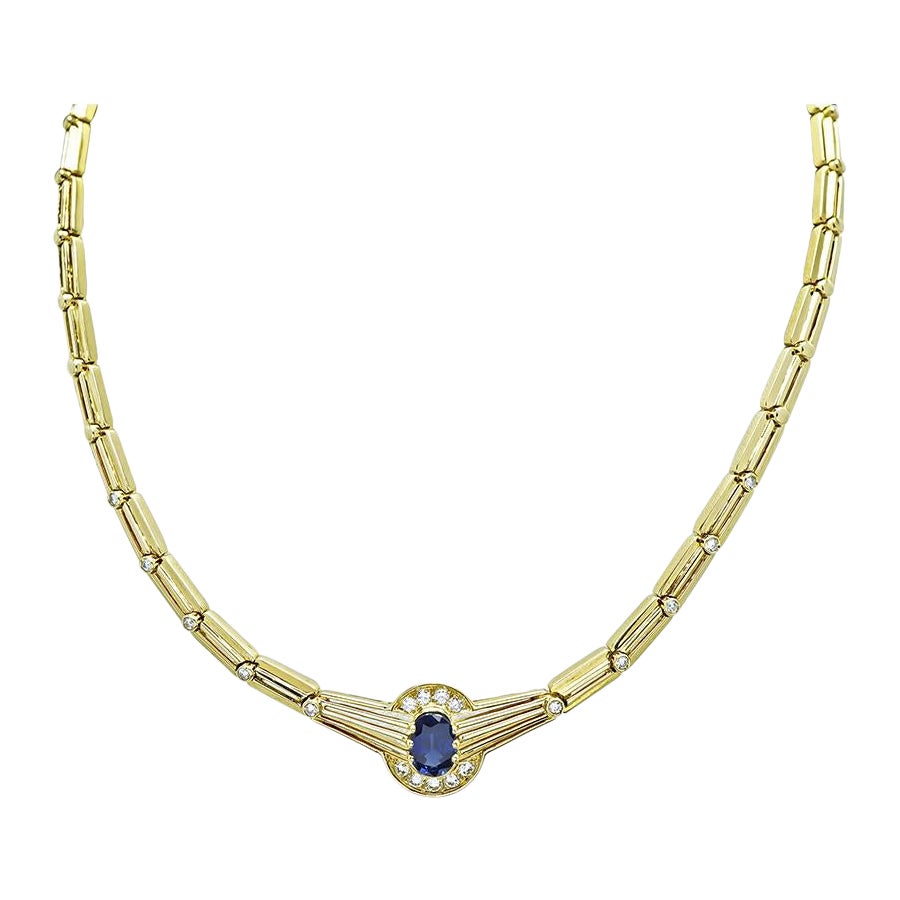 2.00ct Zafiro 0.50ct Diamante Collar de Oro
