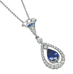 2.00ct Sapphire 0.50ct Diamond Pendant Necklace