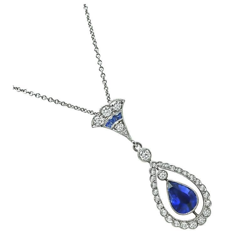 Taglio a goccia Collana con zaffiro da 2,00ct e diamante da 0,50ct in vendita