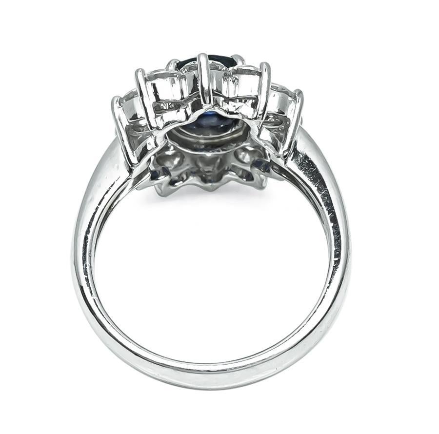 2.00ct Sapphire 1.00ct Diamond Engagement Ring In Good Condition For Sale In New York, NY