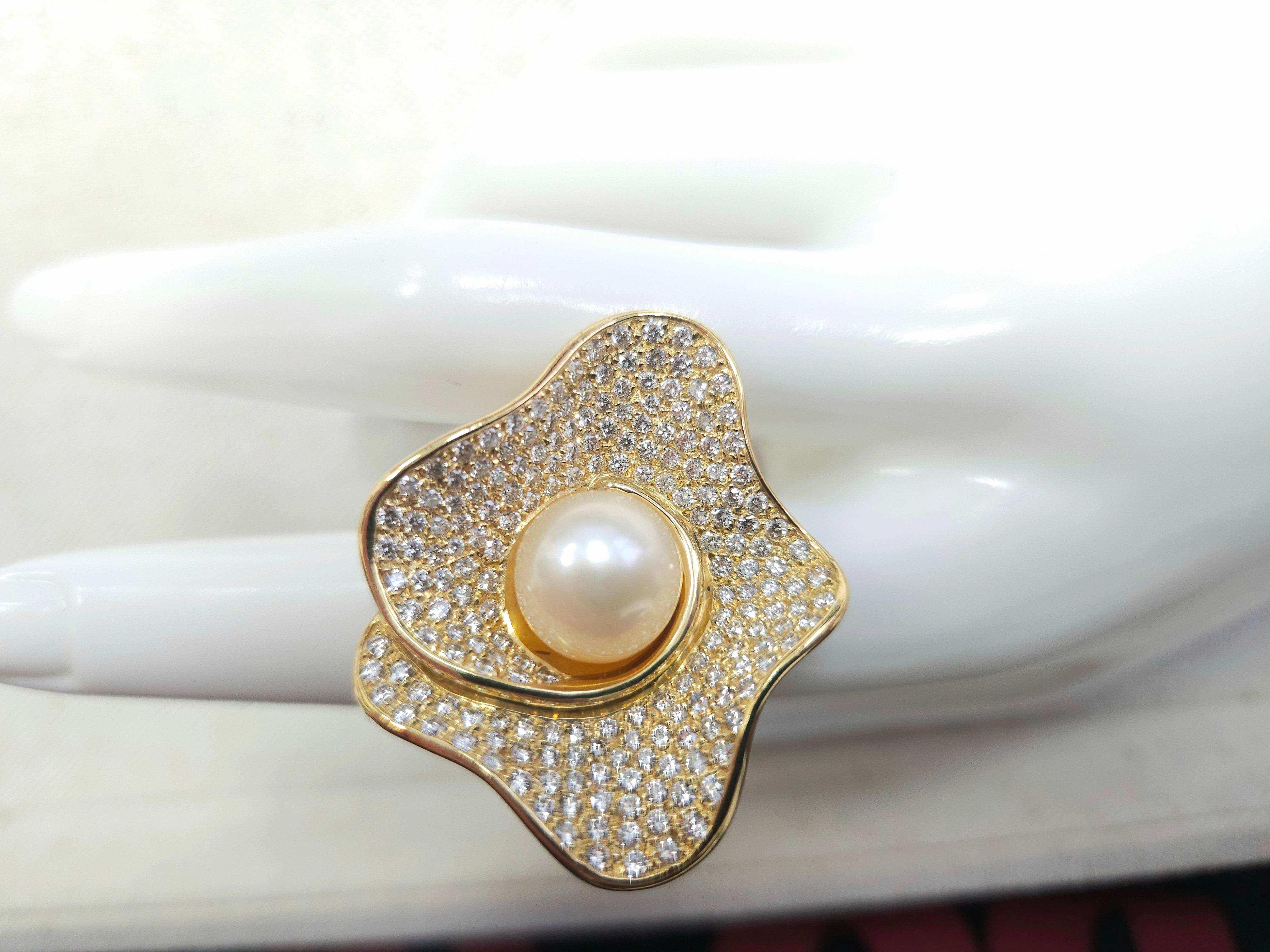 2.00cts Pearl DIAN 18K Yellow Gold Ring In New Condition For Sale In Great Neck, NY
