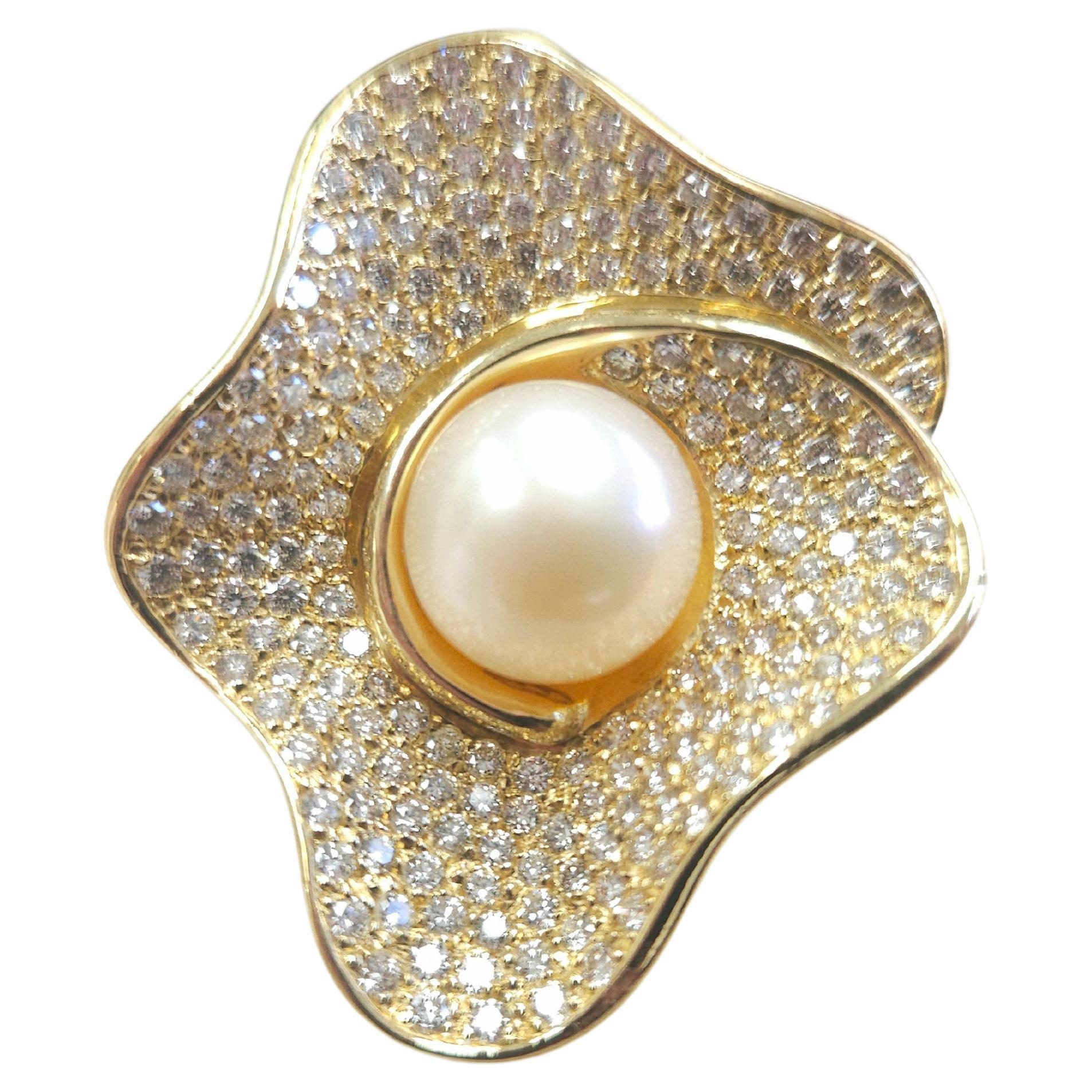 2.00cts Pearl DIAN 18K Yellow Gold Ring For Sale