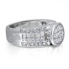 2.00Cttw Princess And Round Cut Diamond Band Ring 18K White Gold Size 6.75