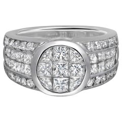 2.00Cttw Princess And Round Cut Diamond Band Ring 18K White Gold Size 6.75