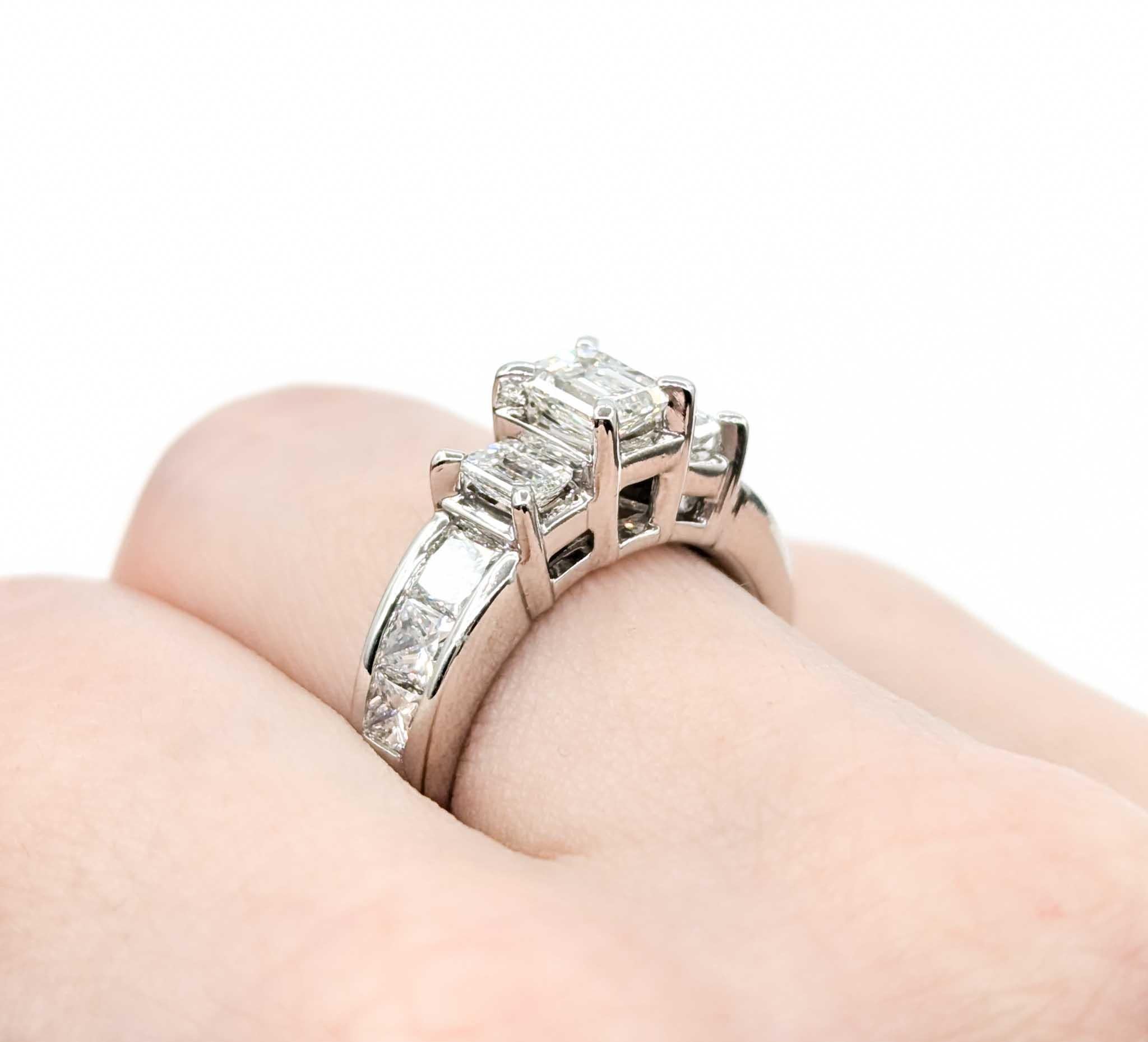 Amazing 2.00ctw 3-Stone Emerald Cut Diamond Engagement Ring in White Gold

Introducing this beautiful engagement ring crafted in 14k white gold. The ring features a stunning 2.00ctw Emerald & Princess Cut Diamonds. The sparkly diamonds are VS/SI