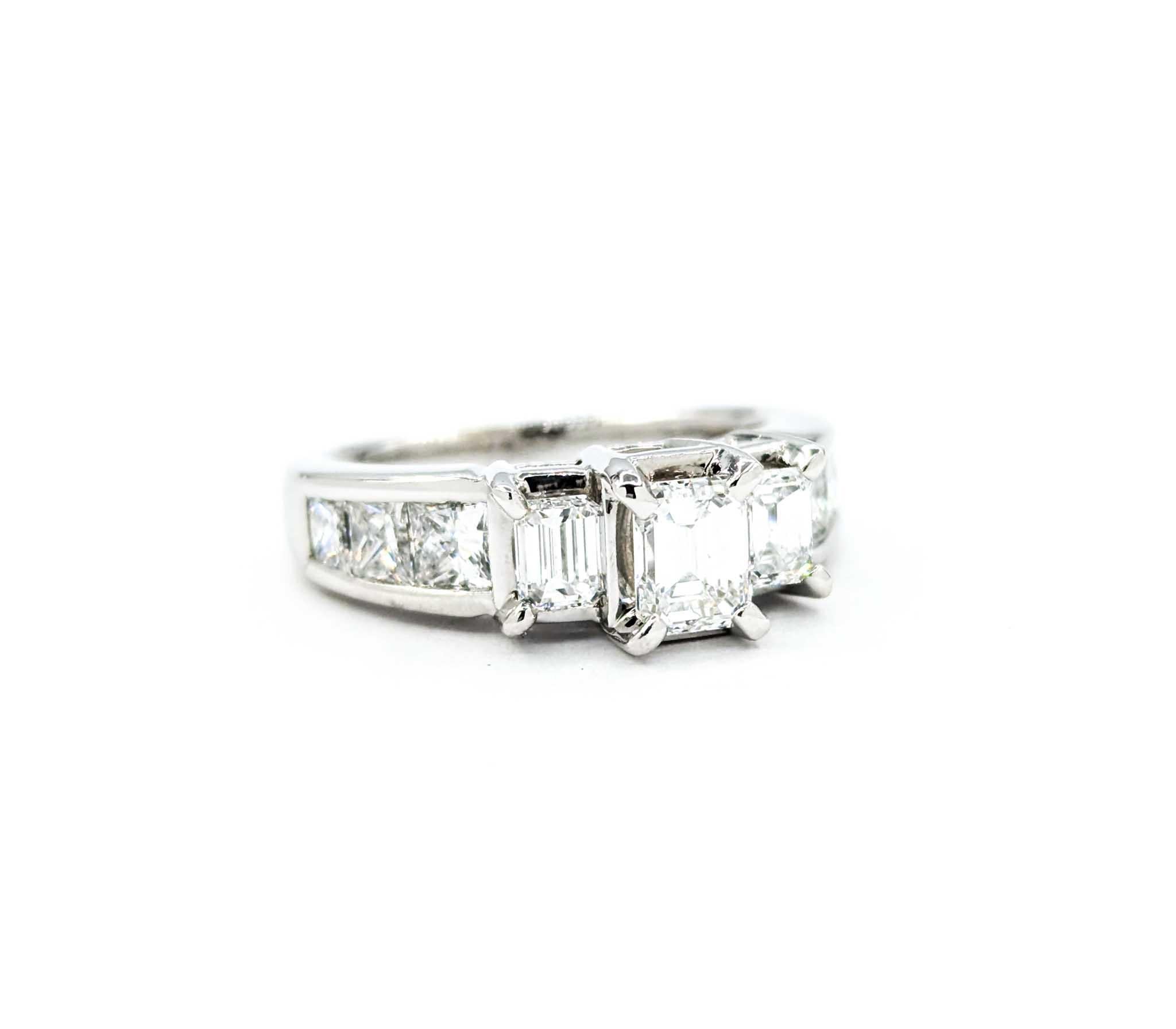 Women's 2.00ctw 3-Stone Emerald Cut Diamond Engagement Ring in White Gold For Sale