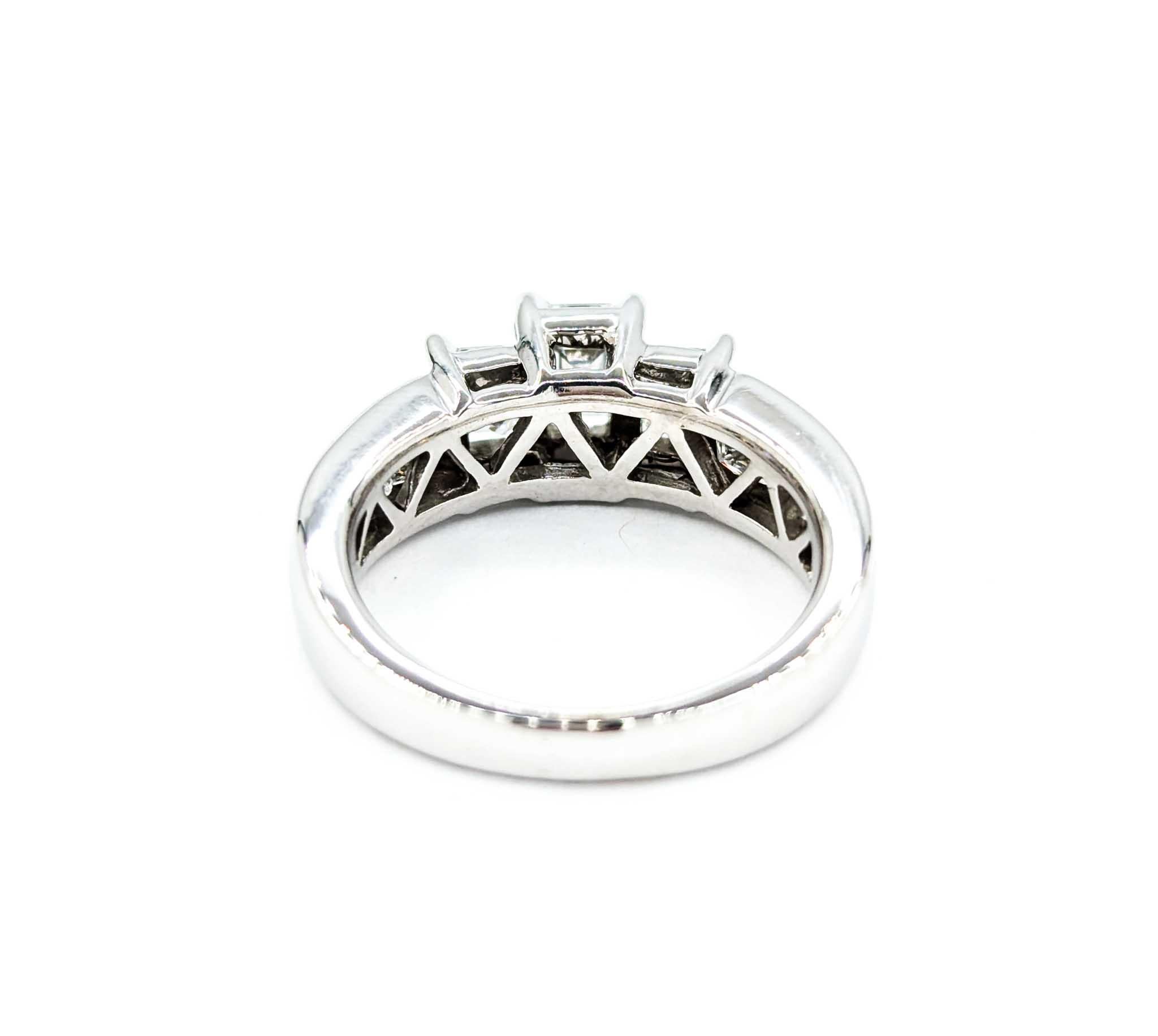 2.00ctw 3-Stone Emerald Cut Diamond Engagement Ring in White Gold For Sale 2