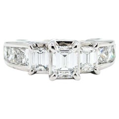 2.00ctw 3-Stone Emerald Cut Diamond Engagement Ring in White Gold