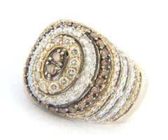 2.00ctw Chocolate Diamond and White Diamond Dome Ring in 14K White & Yellow Gold