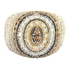 2.00ctw Chocolate Diamond and White Diamond Dome Ring in 14K White & Yellow Gold