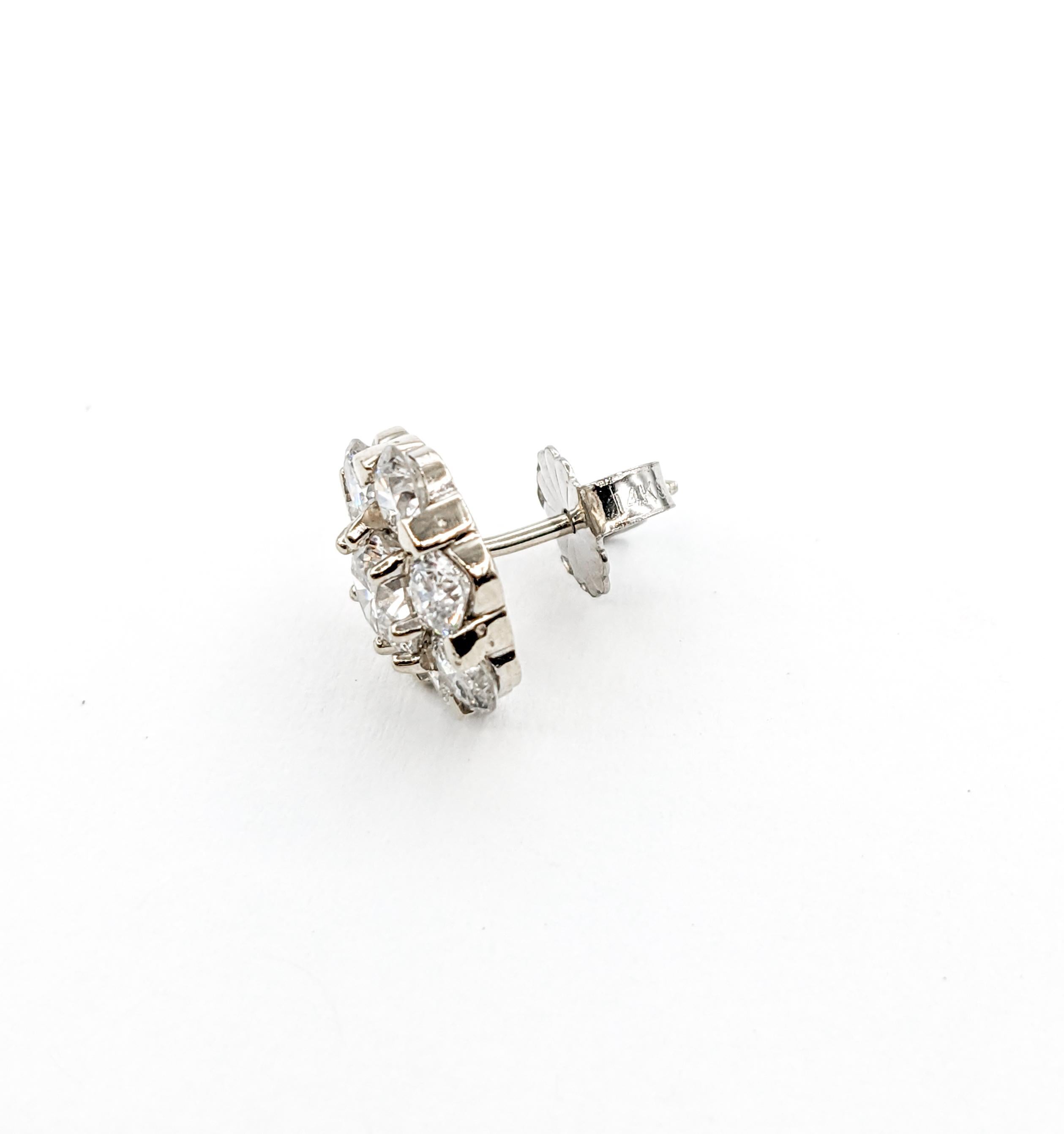 Round Cut 2.00ctw Diamond Cluster Stud Earrings in White Gold  For Sale