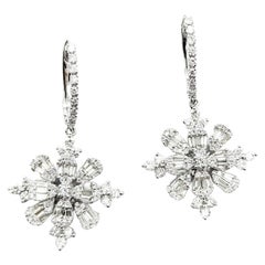 2.00ctw Diamond Dangle Snowflake Earrings in White Gold
