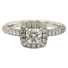 Used 2.00ctw Hearts On Fire Princess Diamond Halo Engagement Ring in 18kt White Gold