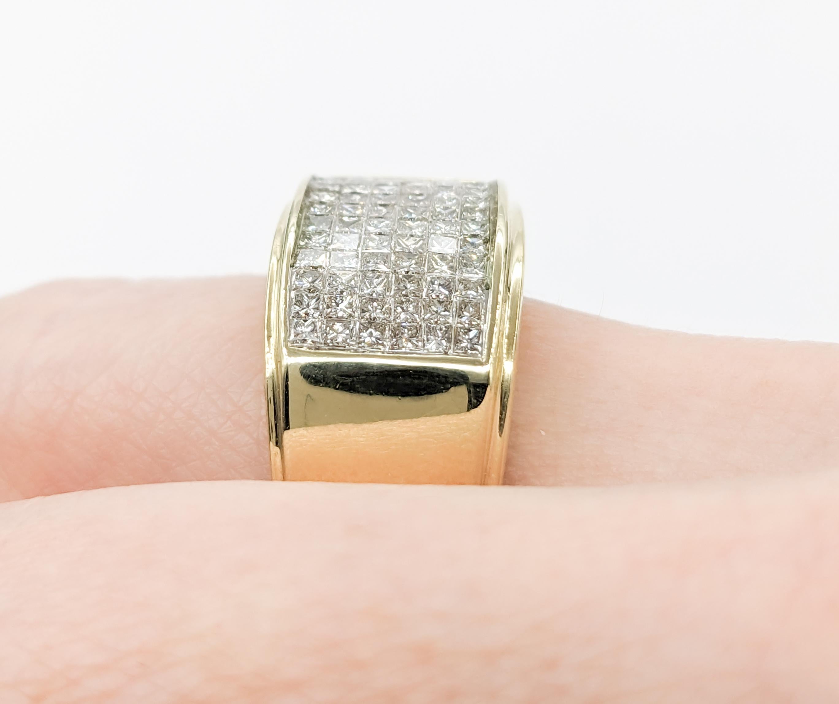 2,00 Karat unsichtbar gefasster Diamantring aus Gelbgold (Zeitgenössisch)