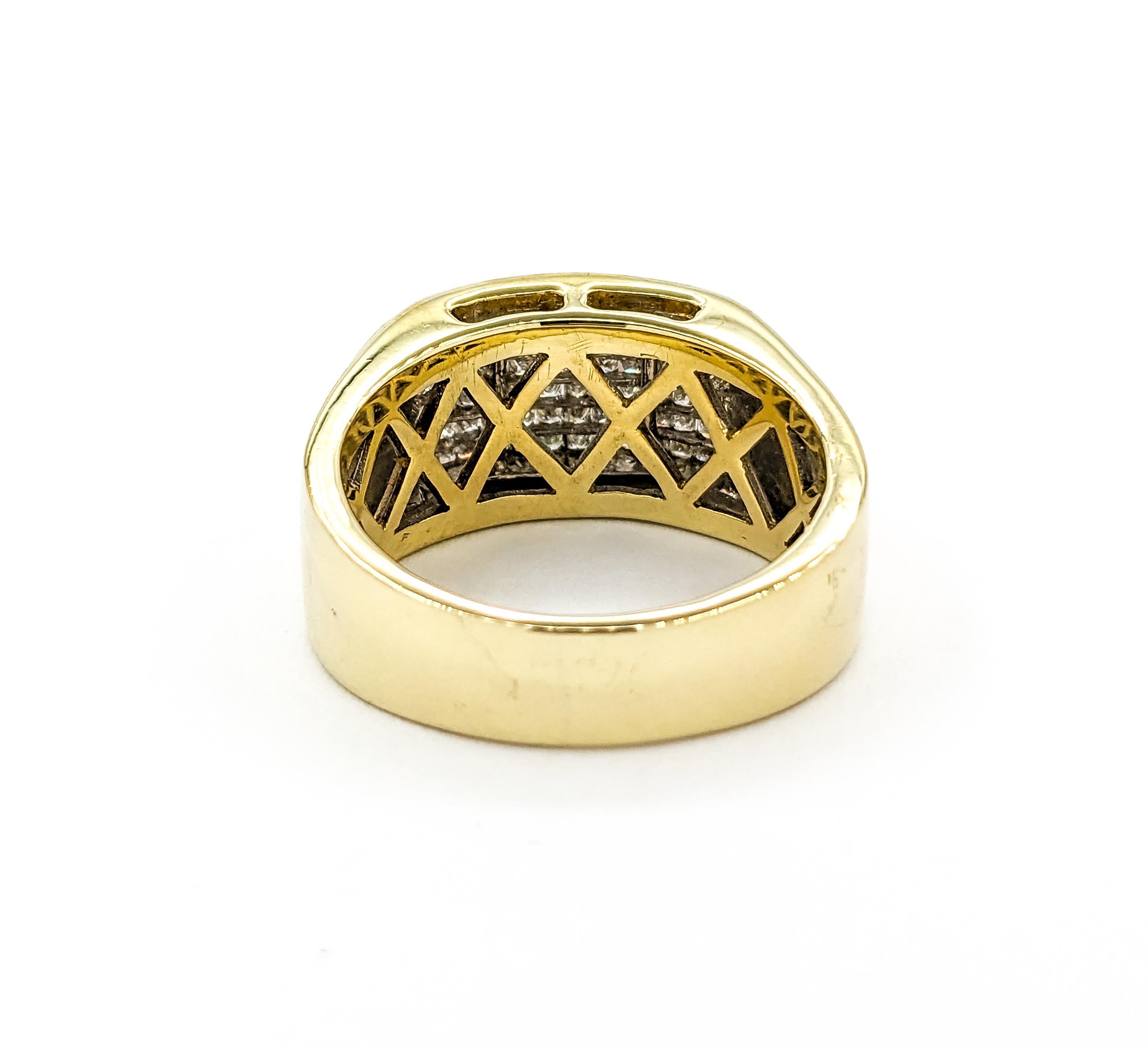 2,00 Karat unsichtbar gefasster Diamantring aus Gelbgold Herren