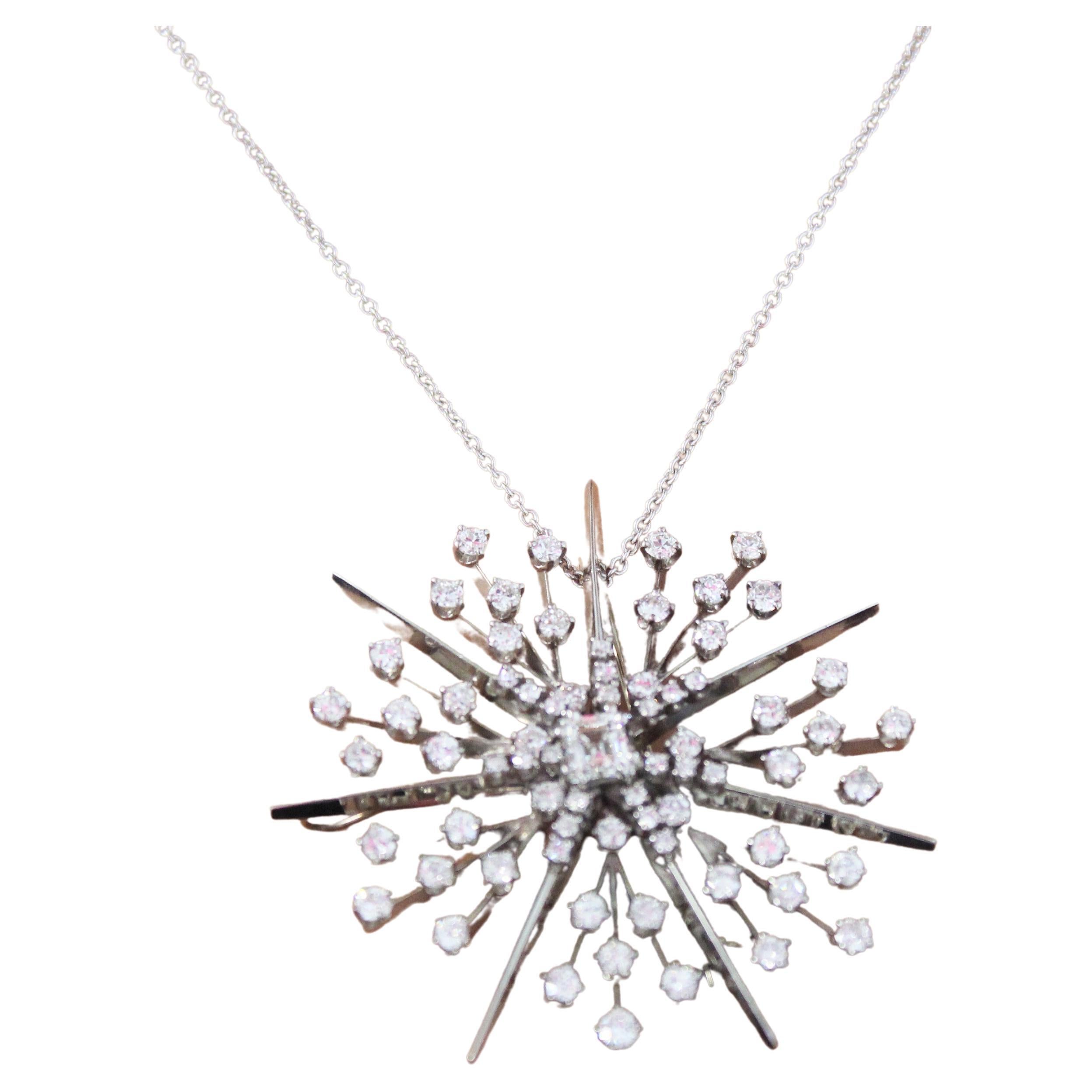 2.00CTW Mixed-Cut Diamond Pendant in 18K White Gold For Sale