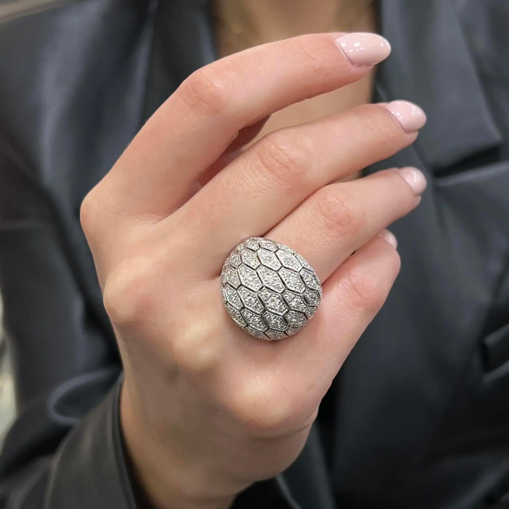 2.00ctw Pave Set Round Diamond Wide Dome Cocktail Ring 18k White Gold In Excellent Condition For Sale In New York, NY