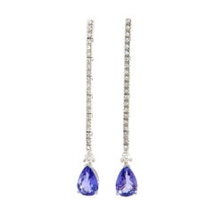 2.00ctw Pear Tanzanite and 0.45ctw Diamond Dangle Earrings in 14K White Gold