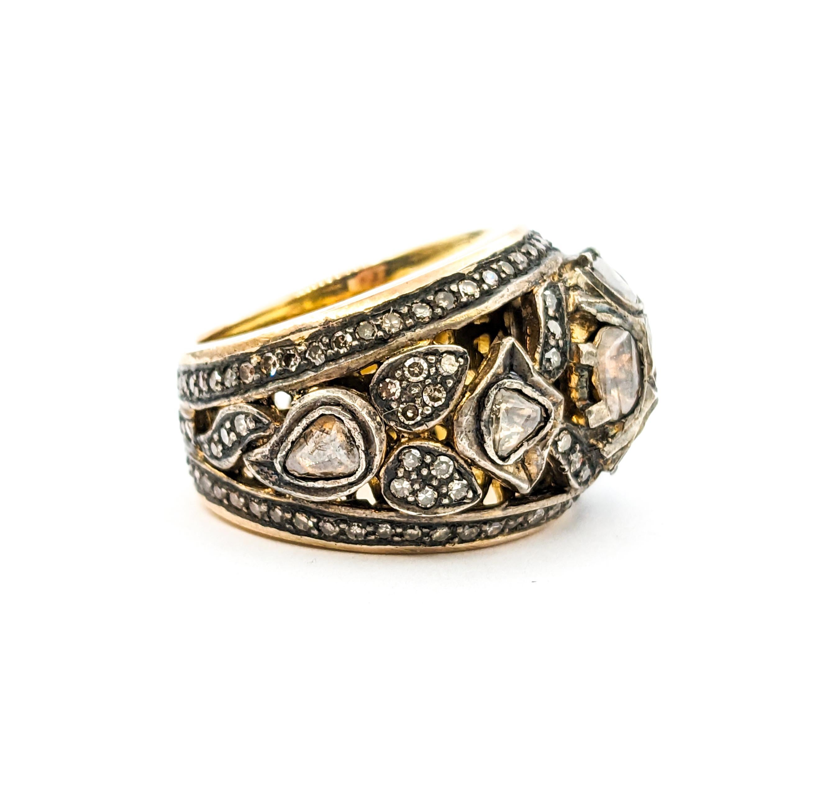 Modern 2.00ctw Rose Cut Diamonds Ring In Yellow Gold For Sale