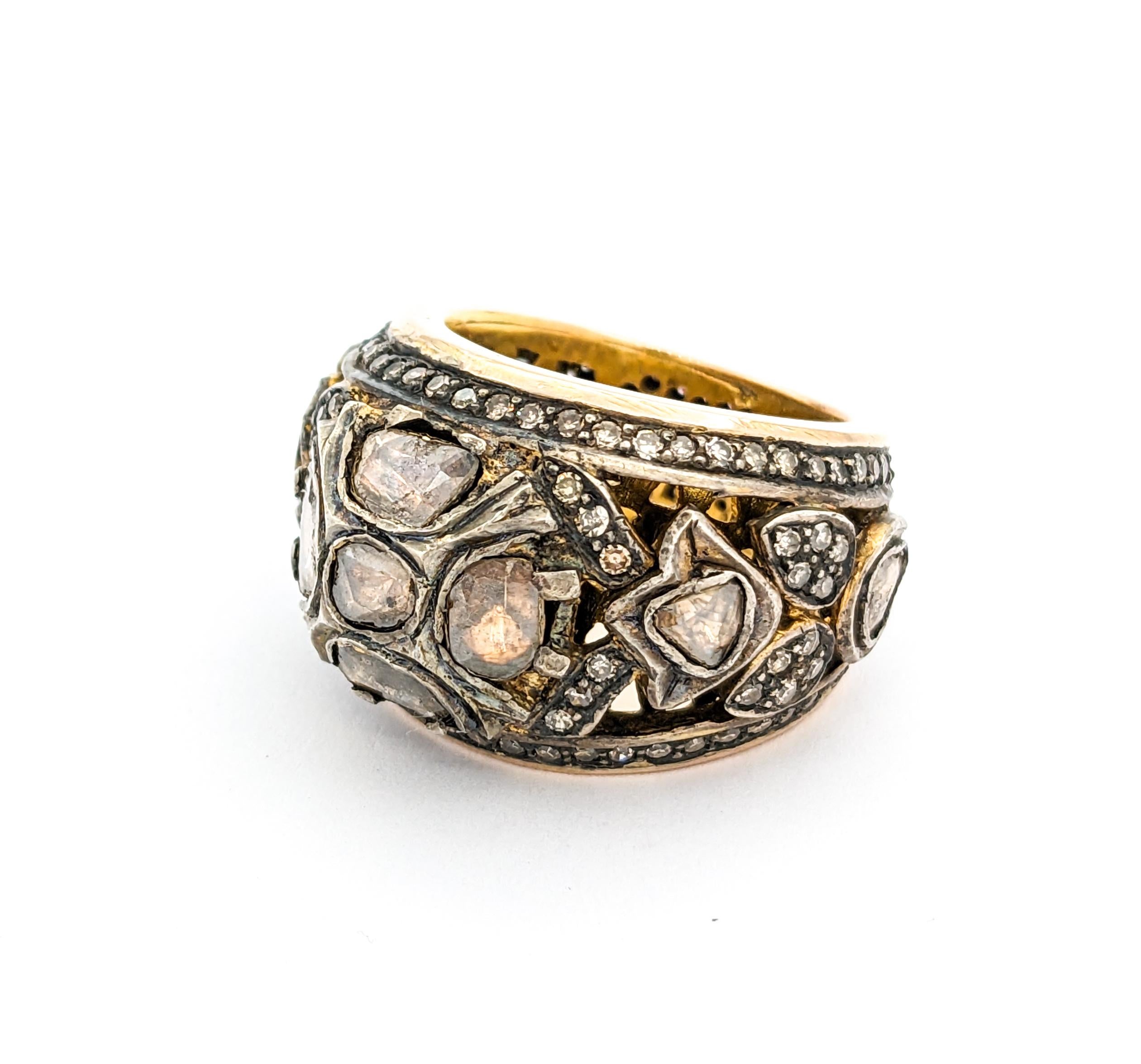 2.00ctw Rose Cut Diamonds Ring In Yellow Gold For Sale 1