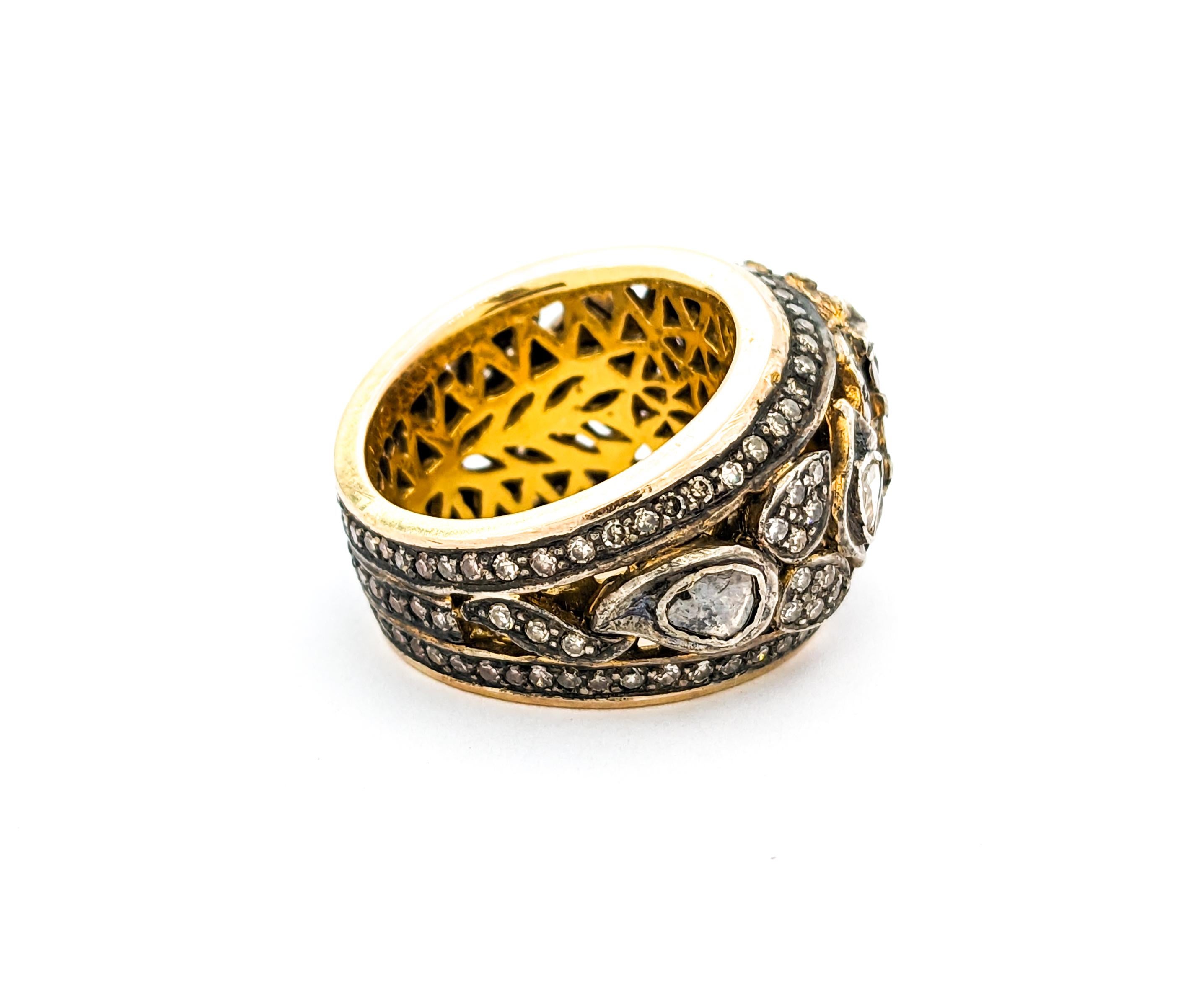 2.00ctw Rose Cut Diamonds Ring In Yellow Gold For Sale 3