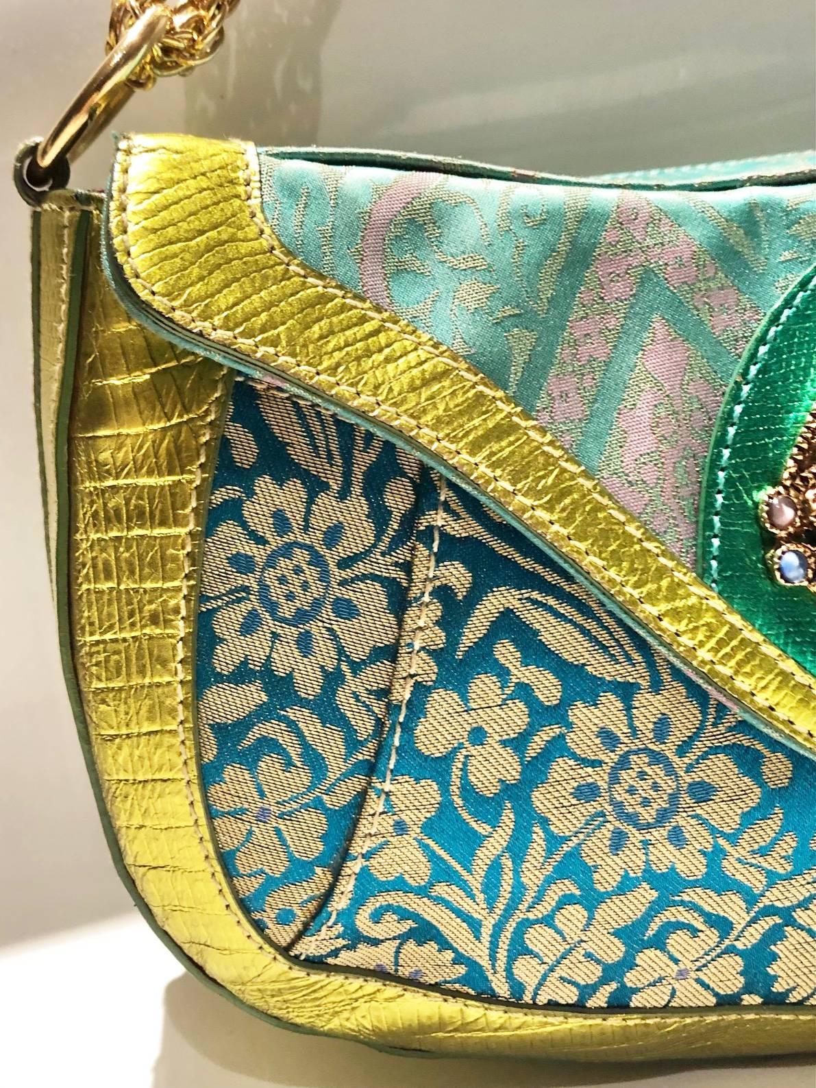 2000er Etro Milano Mehrfarbig emaillierte Umhängetasche mit Juwelenbesatz 5