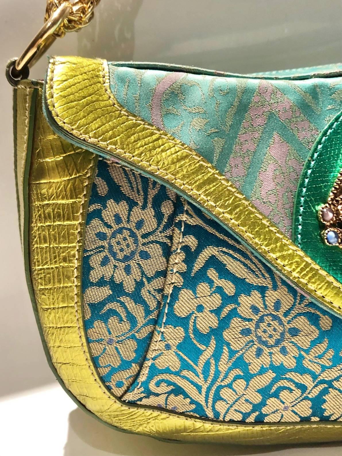 2000er Etro Milano Mehrfarbig emaillierte Umhängetasche mit Juwelenbesatz 3