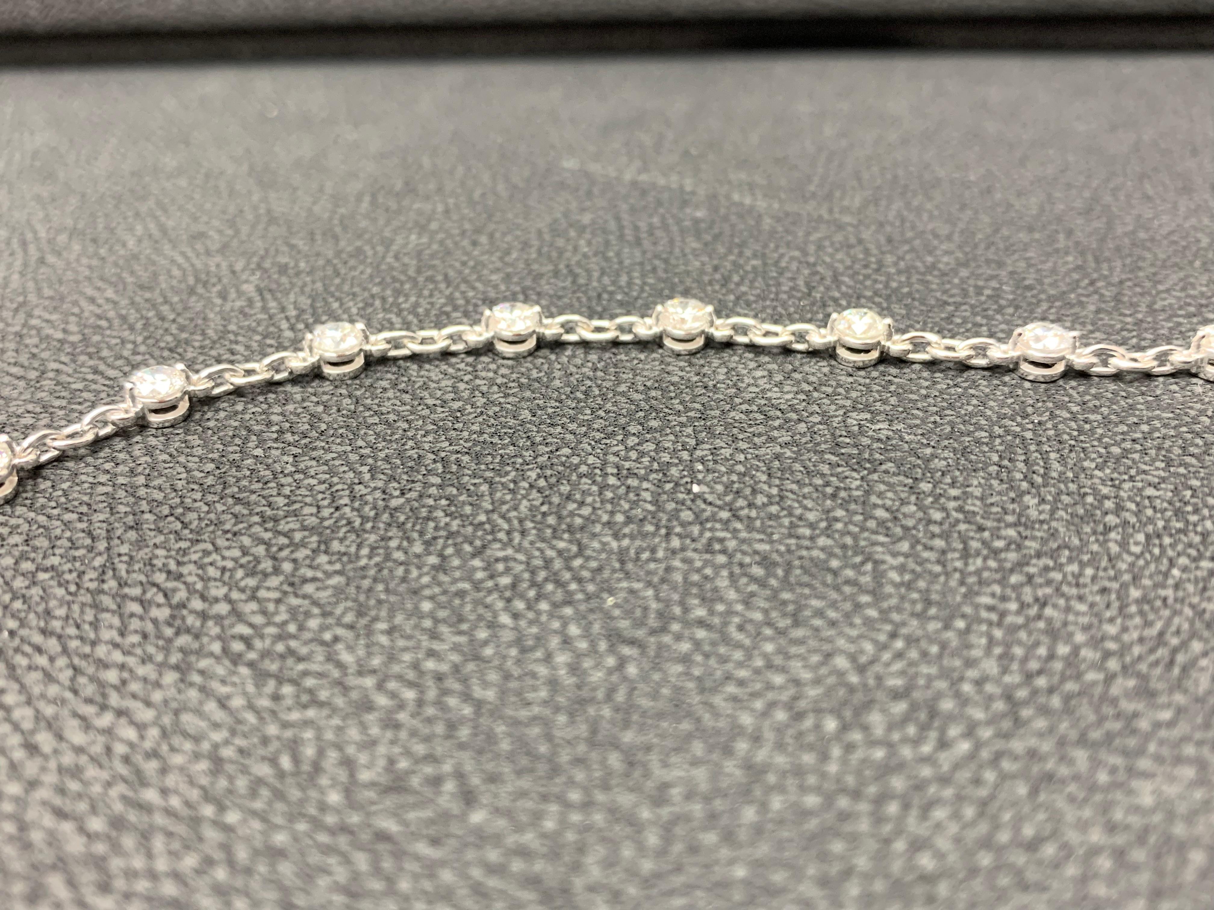2.01 Carat Brilliant Cut Diamond Chain Bracelet in 18K White Gold For Sale 4